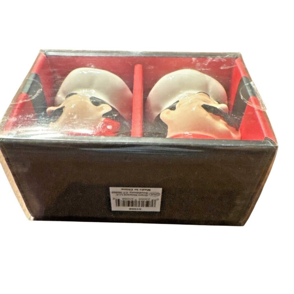 Chef Leone Ceramic Salt Pepper Shakers Hand-Painted Vtg Collection Set 2 In Box - Picture 2 of 7